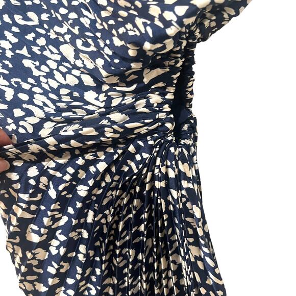 New Vici Ever After One Shoulder Ruched Maxi Dress Navy Cream  Medium - Picture 9 of 13